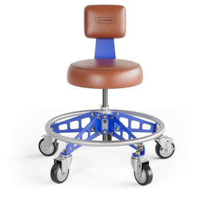 VYPRSM-BR-BL-ACM image(0) - Vyper Industrial 400 lb Capacity Robust Steel Max Acme Rod Shop Chair - Brown/Blue