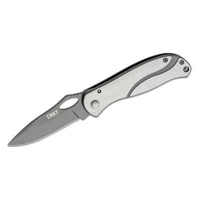 CRK6480 image(0) - CRKT (Columbia River Knife) Pazoda 8Cr13MoV Titanium Nitride Plain Blade Folding Knife with Frame Lock Stainless Steel Handle - Silver/Black