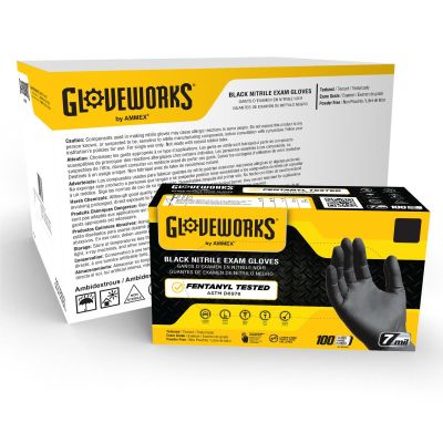 AMXGWBEN44100 image(0) - Gloveworks Black Nitrile PF Exam MD Gloves