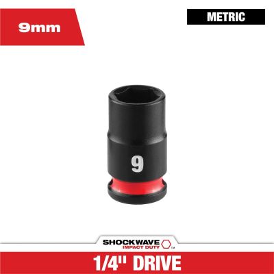 MLW49-66-6029 image(0) - Milwaukee Tool SHOCKWAVE&trade; Impact Duty 1/4" Drive 9MM Standard 6 Point Socket