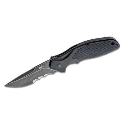 CRKK800KKP image(0) - CRKT (Columbia River Knife) Shenanigan 1.4116 Stonewash Veff Serrations Assisted Folding Knife with Liner Lock Glass-Reinforced Nylon Handle - Black
