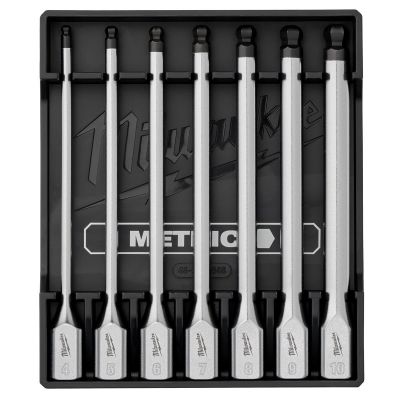 MLW48-22-9548 image(0) - Milwaukee Tool 3/8 inches Drive Long Ball End Hex Bit Socket Set - Metric - 7 Piece