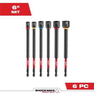 MLW49-66-4567 image(0) - Milwaukee Tool 6 Piece SHOCKWAVE Impact Duty 6 Inch  Magnetic Nut Driver Set