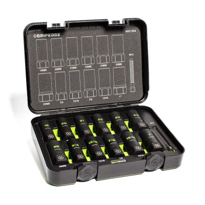 GETMXC13DS image(1) - GripEdge Tools 13-PC G-FORS 1/2" Drive Deep Metric & SAE Master Socket Extractor Set