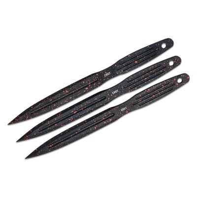 CRKK930RKP image(0) - CRKT (Columbia River Knife) Onion Throwing Knives 1050 Carbon Steel Powder Coat Non-Sharp Blade Fixed Blade Knife with Sheath 1050 Carbon Steel Handle - Black/Red