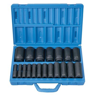 GRE1319D image(1) - Grey Pneumatic 1/2" Drive 19 Piece Deep Length Fractional Master Set