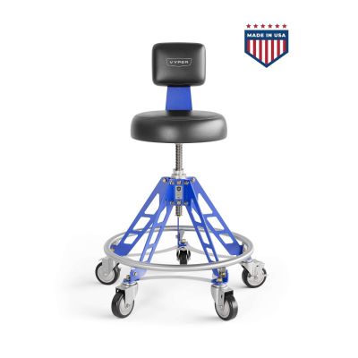 VYPESM-B-BL-EZ image(0) - Vyper Industrial 400 lb Capacity Elevated Steel Max Ez-Lift Shop Chair - Black/Blue