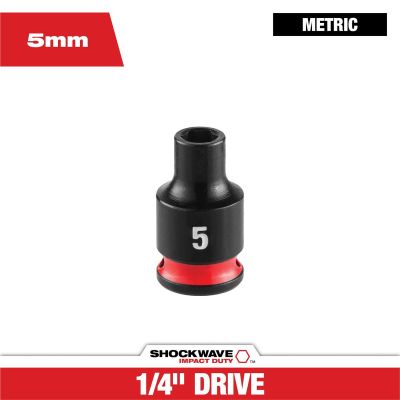 MLW49-66-6024 image(0) - Milwaukee Tool SHOCKWAVE&trade; Impact Duty 1/4" Drive 5MM Standard 6 Point Socket