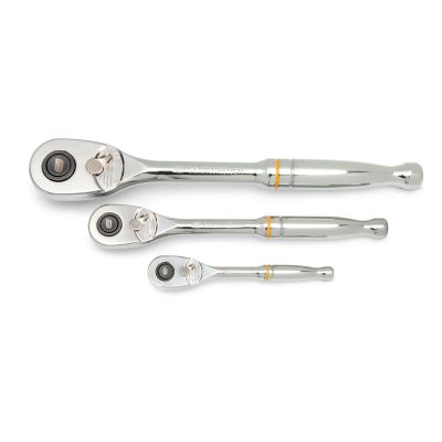 KDT81310T image(0) - GearWrench 3 Pc. 1/4 Inch, 3/8 Inch and 1/2 Inch Drive 90-Tooth Quick Release Teardrop Ratchet Set