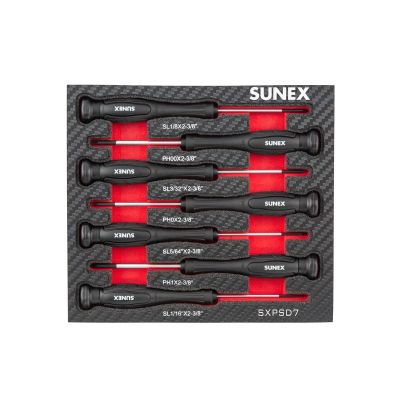 SUNSXPSD7 image(0) - SUNEX Precision Phillips® & Slotted 7 Piece Screwdriver Set in EVA Foam