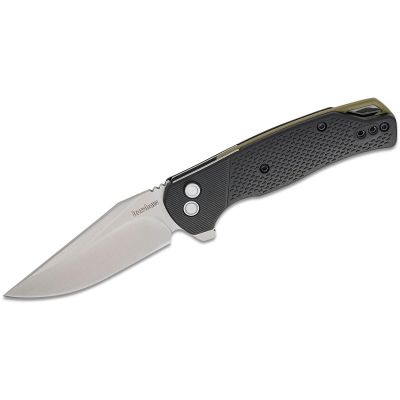 KER1429 image(0) - Kershaw Runoff Manual Open Button Lock 8Cr13MoV Clip Point Blade EDC Folding Pocket Knife - Black