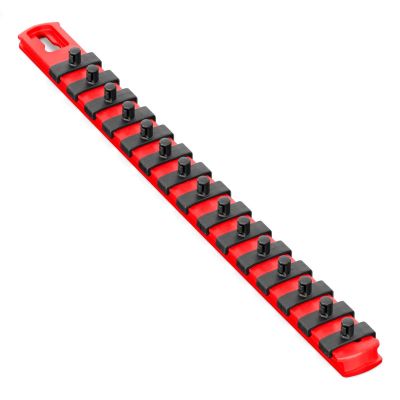 ERN8414M image(0) - Ernst Mfg. 13&rdquo; Magnetic Socket Organizer with 15 Twist Lock Clips - Red - 1/4&rdquo;