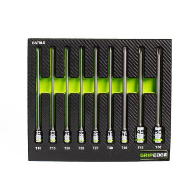 GETBST9LS image(0) - GripEdge Tools 9-PC 1/4 & 3/8" Drive Long Ball Star Bit Socket Set
