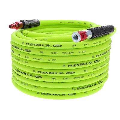 LEGHFZ38100YW2-D image(0) - Legacy Manufacturing Flexzilla Air Hose Kit, 3-Piece, 3/8" x 100', with ColorConnex Coupler and Plug, Type D, Red