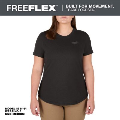 MLWF452B-XS image(0) - Milwaukee Tool Women's FREEFLEX Hybrid Tee - Short Sleeve -  Black -  XS