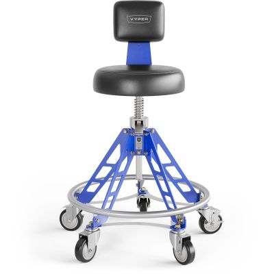 VYPESM-B-BL-QH image(0) - Vyper Industrial 400 lb Capacity Elevated Steel Max Quick Height Shop Chair - Black/Blue