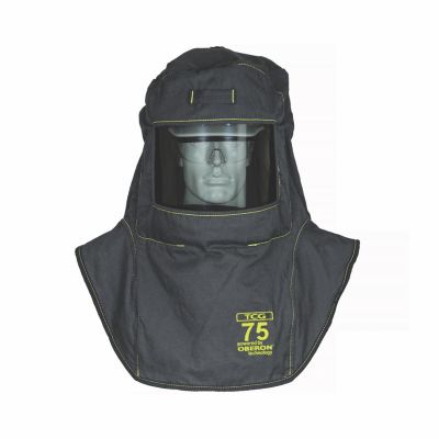 OBRTCG75-A8 image(0) - OBERON Hood with A8 Hard Hat Adapters - Arc Flash - 75 Cal TCG - Color: Black - Window: True Color Grey (TCG)