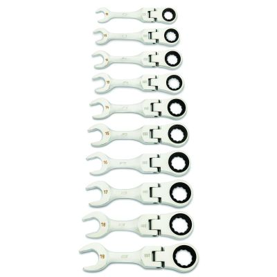 KDT86870 image(0) - GearWrench 10 Piece 90-Tooth 12 Point Metric Stubby Flex Ratcheting Combination Wrench Set