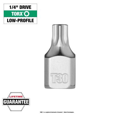 MLW45-34-1110 image(0) - Milwaukee Tool 1/4 Inch Drive T30 Low-Profile TORX Bit Socket