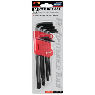 WLMW86103 image(1) - Wilmar Corp. / Performance Tool 9 Piece Long Hex Key Wrench Set