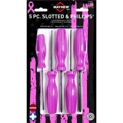 MAY26028CPK image(0) - Mayhew Tools Mayhew Tools 5 PC Slotted / Phillips Screwdriver Set - Pink