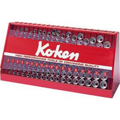 KKNS3240A-05 image(0) - Ko-ken USA S3240A-05 3/8 Square Drive 126 Piece 12-Point SAE Socket Set 1/4-7/8 Inch in Display Stand