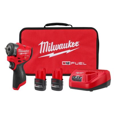 MLW3049-22 image(0) - Milwaukee Tool M12 FUEL 3/8 Inch Subcompact Impact Wrench 2 Battery Kit