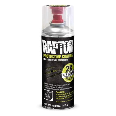 UPO4883 image(0) - U Pol Products RAPTOR UP4883 2K Bedliner Aerosol, 13.2 oz Aerosol Can, Black, 14.5 square feet Coverage, 5 to 7 Days Curing