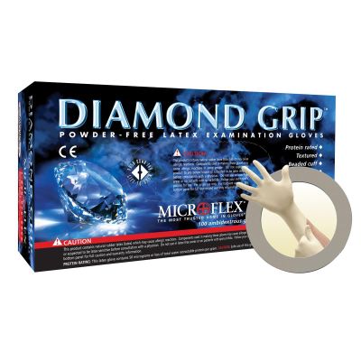 MFXMF300M image(0) - Microflex Diamond Grip Powder&hyphen;Free Latex Gloves &hyphen; Medium (100 Pack)