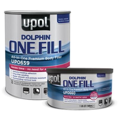 UPO0659 image(0) - U Pol Products DOLPHIN UP0659 Premium All-In-One Body Filler, 1 gal Tin, Off-White, Paste