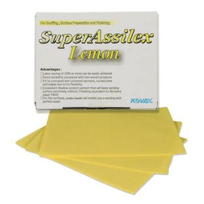 EAG1911509 image(0) - Eagle Abrasives, Inc. KOVAX Super Assilex 191-1509 Sanding Sheet, 130 mm W x 170 mm L, 800 Grit, Aluminum Oxide Abrasive, Lemon, Dry