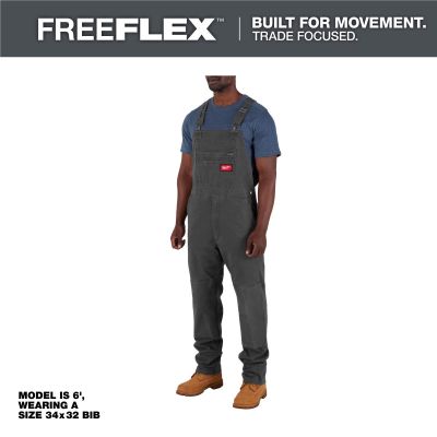 MLWM850G-3032 image(0) - Milwaukee Tool FREEFLEX Unlined Bib Overalls - Gray - Size 30 X 32