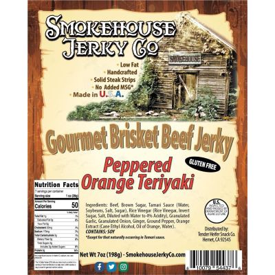 THS544376 image(0) - Tender Heifer Snack Co. Peppered Orange Teriyaki Gourmet Beef Brisket Jerky - 7 Ounce