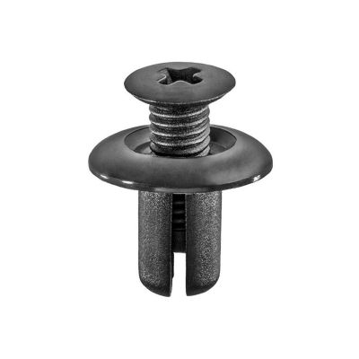 AVC21146 image(0) - AUVECO 21146 Push/Screw-Type with Open End Interior/Exterior Trim and Pillar Retainer, 18 mm Dia Head, Nylon, Black