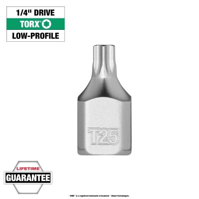 MLW45-34-1108 image(0) - Milwaukee Tool 1/4 Inch Drive T25 Low-Profile TORX Bit Socket