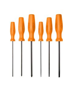 MAY27021LTHVO image(2) - Mayhew Mayhew Hi Vis Orange 6 PC Long Slotted & Phillips Screwdriver Set