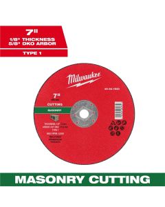 MLW49-94-1920 image(0) - Milwaukee Tool 7" x 1/8" x 5/8" DKO Masonry Cut Off Wheel -Type 1