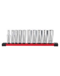 MLW48-22-9405 image(2) - Milwaukee Tool 10pc 3/8" SAE Deep Well Sockets with FOUR FLAT Sides