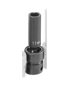 Grey Pneumatic 3/8" Drive x 11mm Deep Universal Socket 6 Point - Black