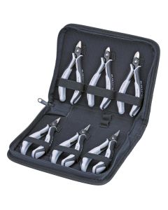 KNP002016PESD image(0) - KNIPEX 6 Pc Electronics ESD Pliers Set in Zipper Pouch