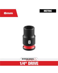 MLW49-66-6028 image(0) - Milwaukee Tool SHOCKWAVE&trade; Impact Duty 1/4" Drive 8MM Standard 6 Point Socket