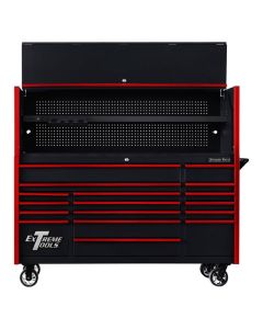 Extreme Tools DX 72" Hutch & 17 Drawer Roller Cabinet Combo, Black