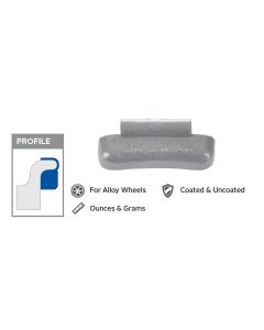 PWWMC100 image(2) - Wegmann Automotive 1 oz Lead Uncoated Clip-on MC Yellow Series Wheel Weight (Box of 50)