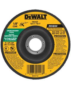 DEWALT 4-Inch By 1/8-Inch By 5/8-Inch Concrete/Masonry Cutting Wheel , Black