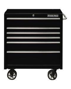 EXTPWS412506RCTXBK image(0) - Extreme Tools PWS Series 41in W x 25in D 6-Drawer Roller Cabinet, Textured Black w Chrome Drawer Pulls