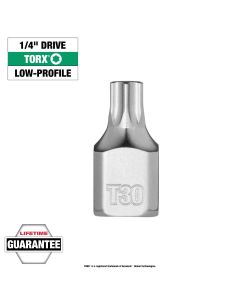 MLW45-34-1110 image(0) - Milwaukee Tool 1/4 Inch Drive T30 Low-Profile TORX Bit Socket