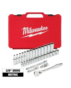 MLW48-22-9508 image(1) - Milwaukee Tool 3/8" Drive 32pc Ratchet & Socket Set - Metric