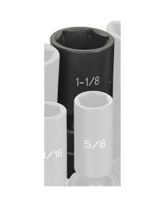 GRE2036UD image(0) - Grey Pneumatic 1/2" Drive x 1-1/8" Deep Universal Socket 6 Point - Black