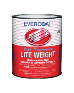 Fibre glass Evercoat LITE WEIGHT 100151 High Production Plastic Body Filler, 3 L Can, Gray, Paste