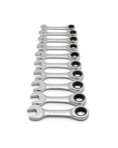 KDT9520D image(1) - GearWrench 10 Piece 72-Tooth 12 Point Stubby Ratcheting Combination Metric Wrench Set